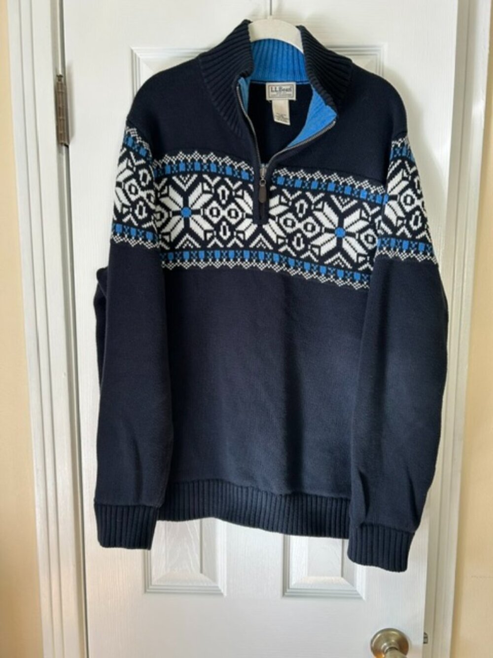 LL Bean Quarter Zip Cotton Sweater - Men's Large